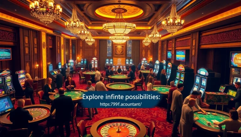 Explore thrilling gaming adventures at https://789f.accountant/ surrounded by classic casino tables and vibrant slot machines.