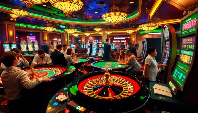 Experience the thrill of gambling at new88 chính thức with players celebrating at the casino's bustling roulette table.